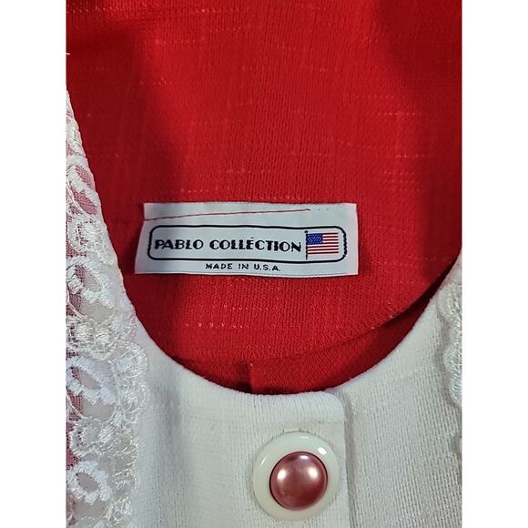 VTG 80s Pablo Collection 14P Red White Pencil Skirt & Jacket Sexy Secretary EUC - Picture 4 of 12